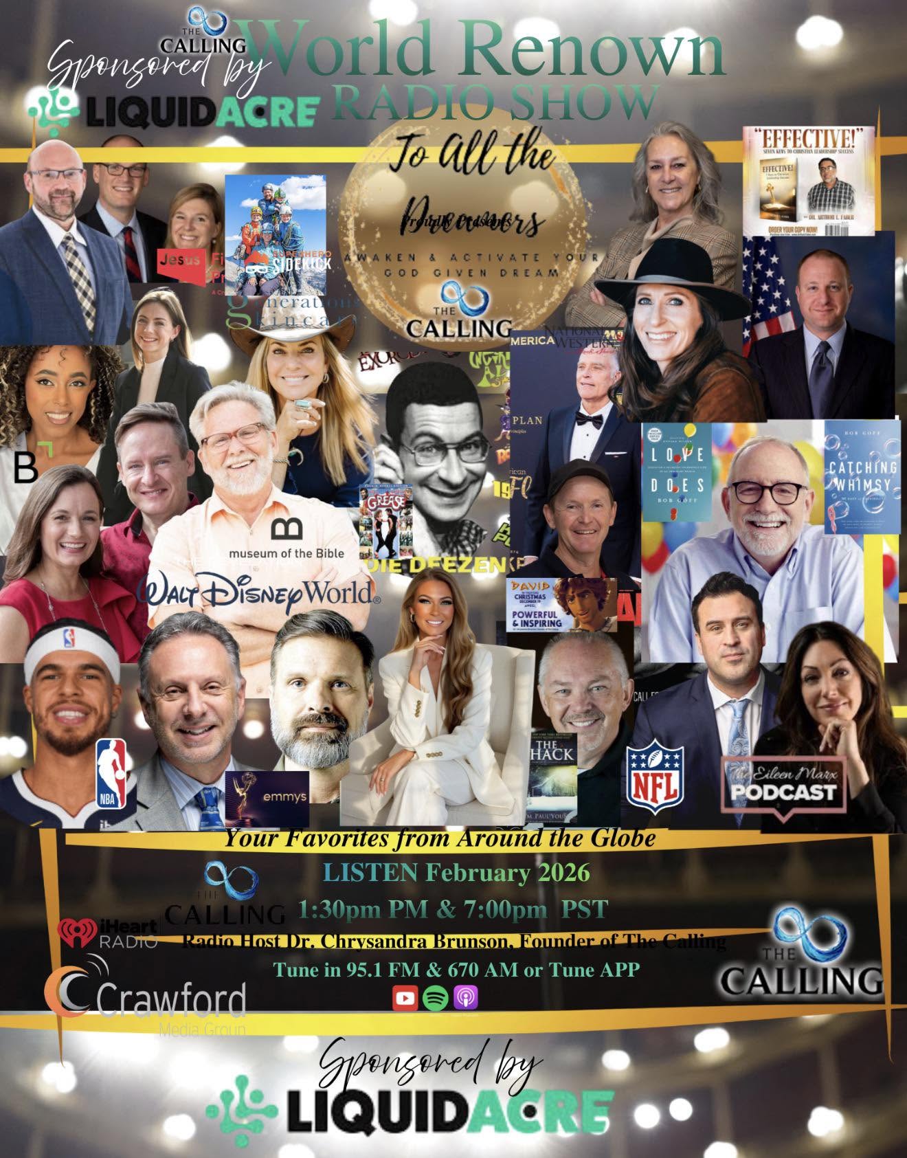 To All the Dreamers radio show poster featuring guests and The Calling